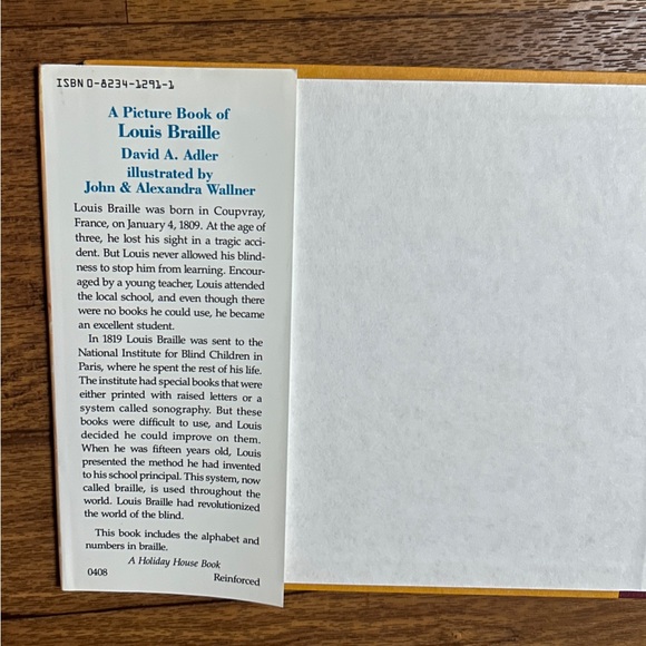 A Picture Book Of Louis Braille • David A. Adler • 1997 • Holiday House •HC Book - Picture 4 of 9
